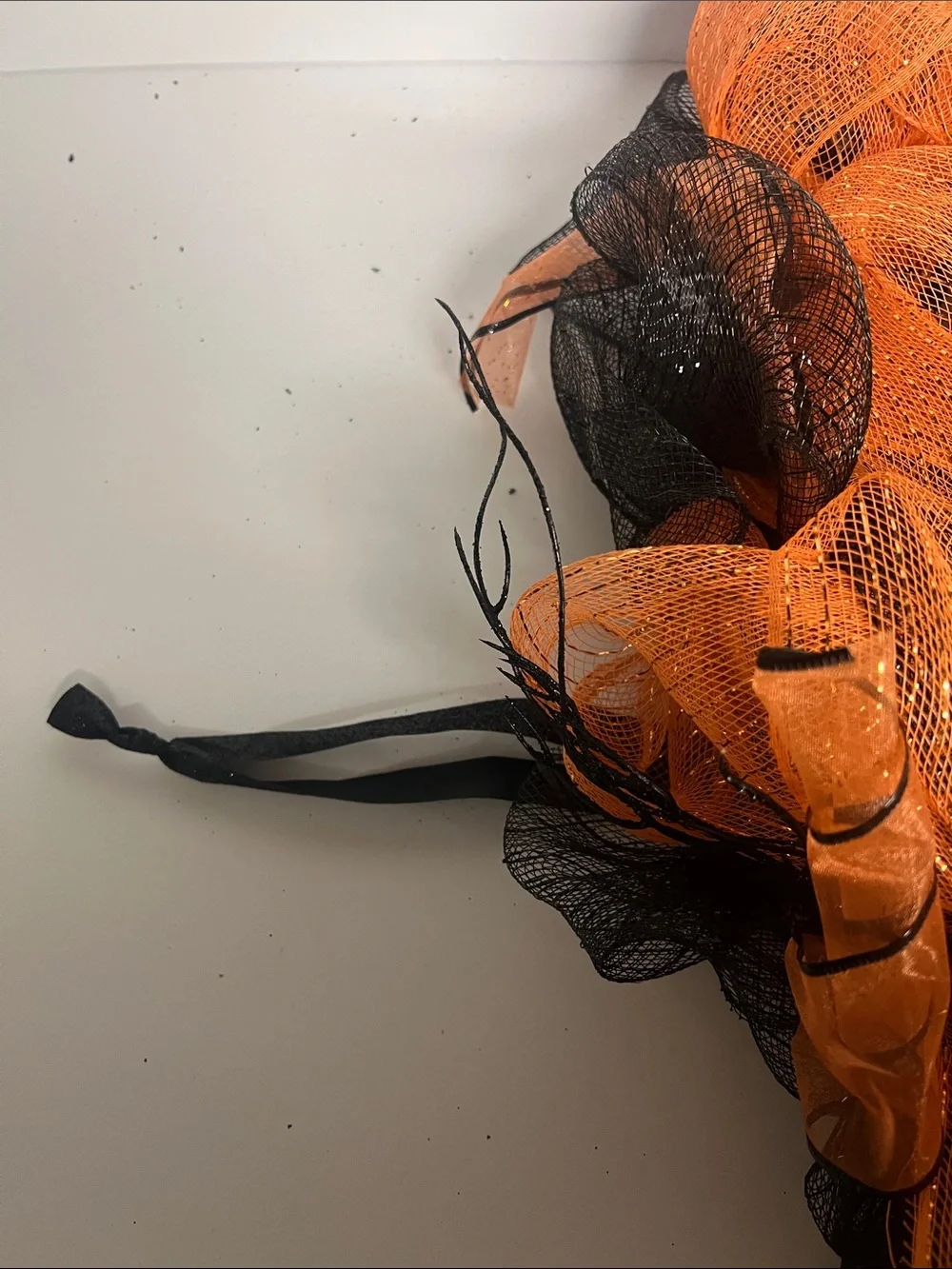 Spooky Halloween Orange & Black Decorative Wreath and 2 Glitter Signs Beware